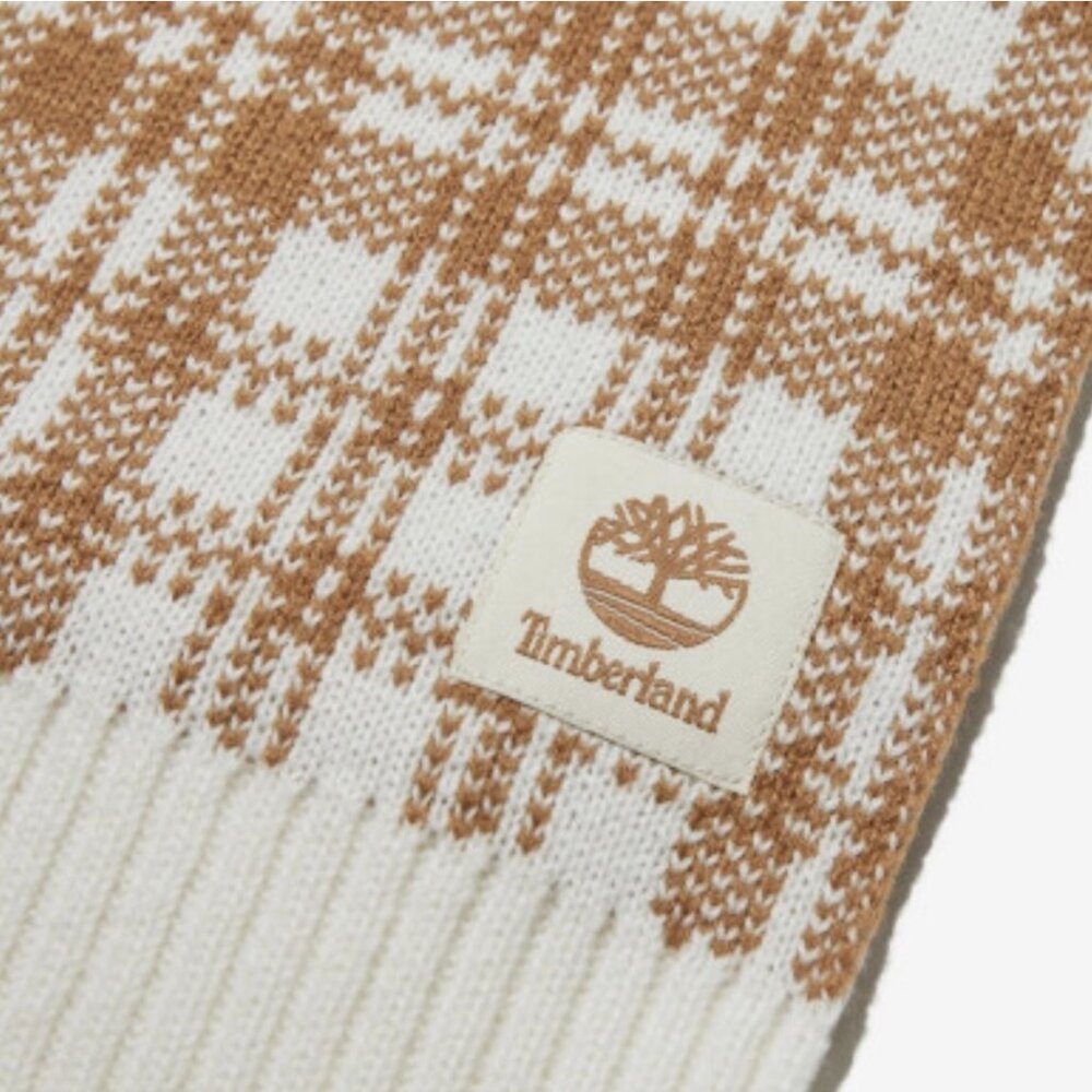Timberland Brown and Cream Plaid Scarf